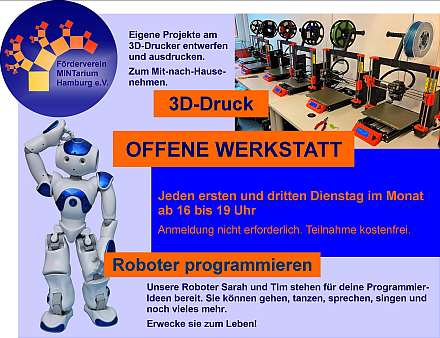 Offene Werkstatt 3D-Druck und Roboter programmieren